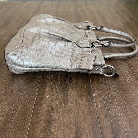 Coach Croc Embossed Ashley Hobo Bag Baguette Shoulder Bag Silver Y2K 90’s - Picture 5 of 11